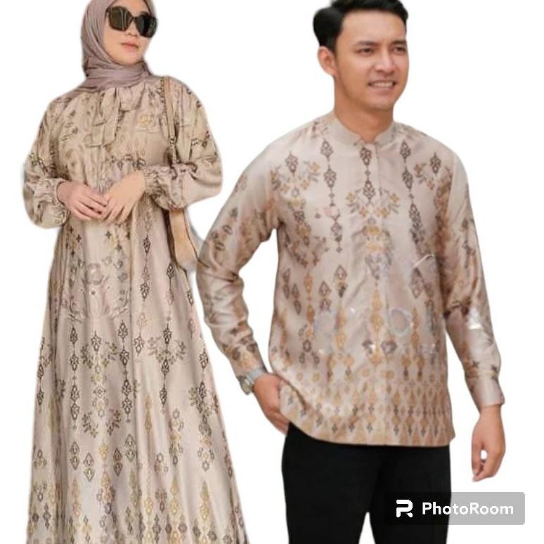 tre-57 couple maxmara silky lengan panjang baju couple pasangan kondangan gamis maxmara lux motif te