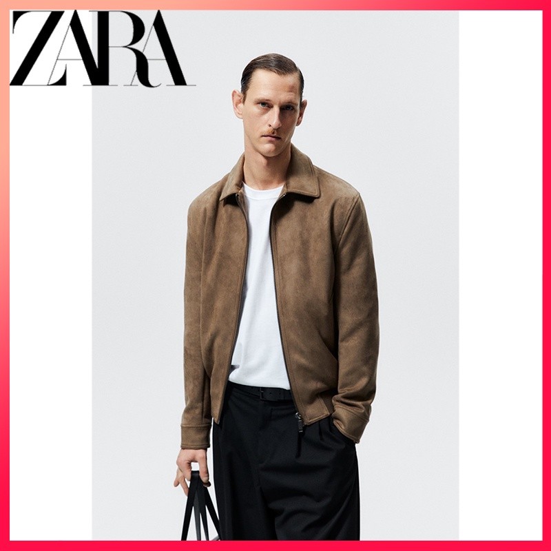 Jaket efek tekstur suede pria baru ZARA |bRCXrYL7|