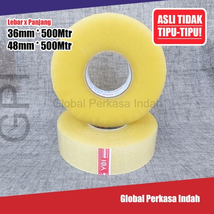 

Lakban OPP Tape Jumbo Bening Clear Lebar 36mm / 48mm, Panjang 500m, Tebal 45mic / 48mic