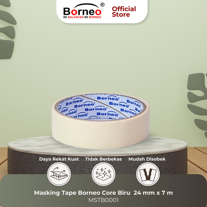 

12 ROLL - Borneo Masking Tape CB (24mm x 7m) - Lakban Kertas