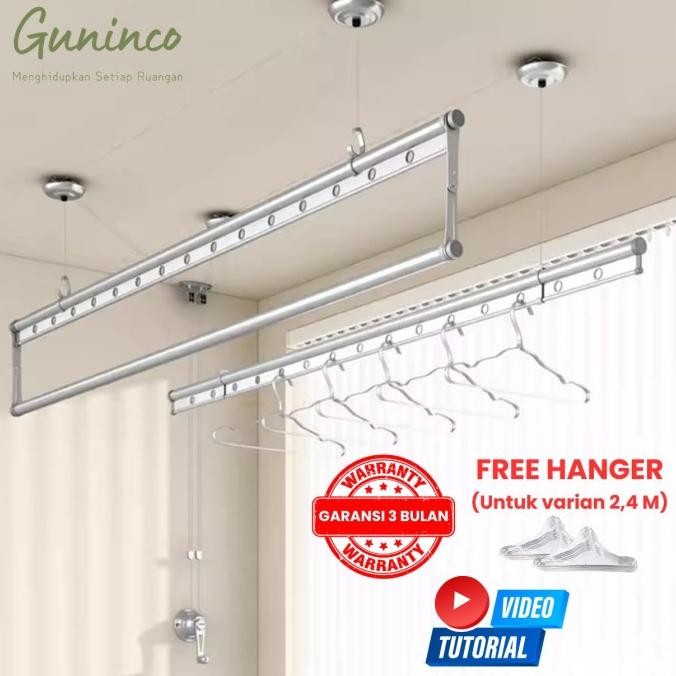 JEMURAN BAJU LIFTING 2.4M / jemuran baju katrol / jemuran baju lifting aluminium