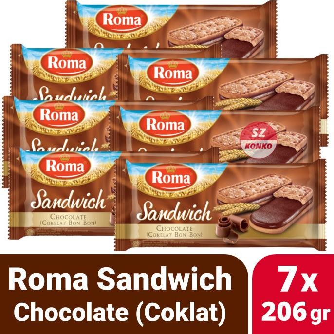 

Paket Hemat - 7x ROMA Sandwich Chocolate 189gr - Biskuit Krim Coklat