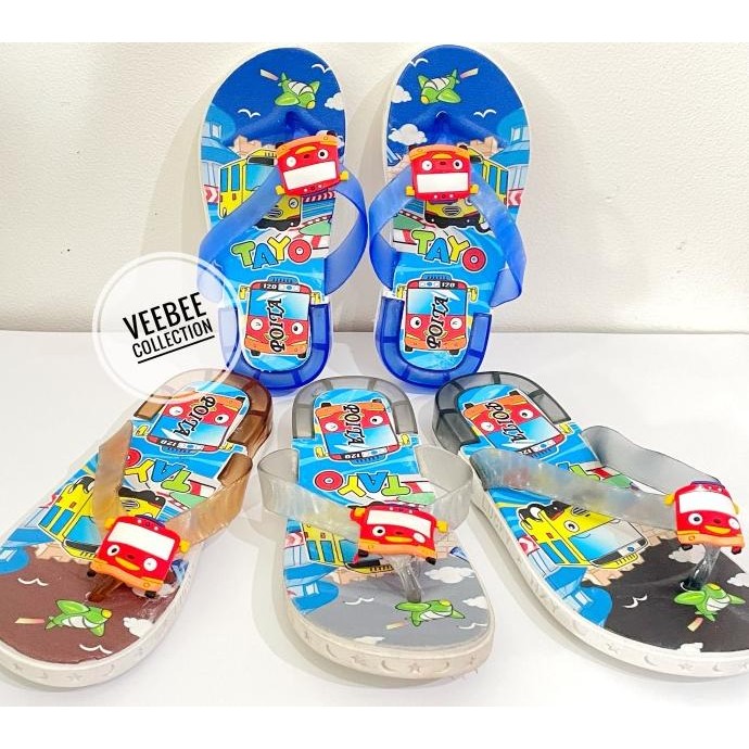 {{{{}}] Sandal lampu anak laki laki cowok tayo/ sandal jepit lampu anak