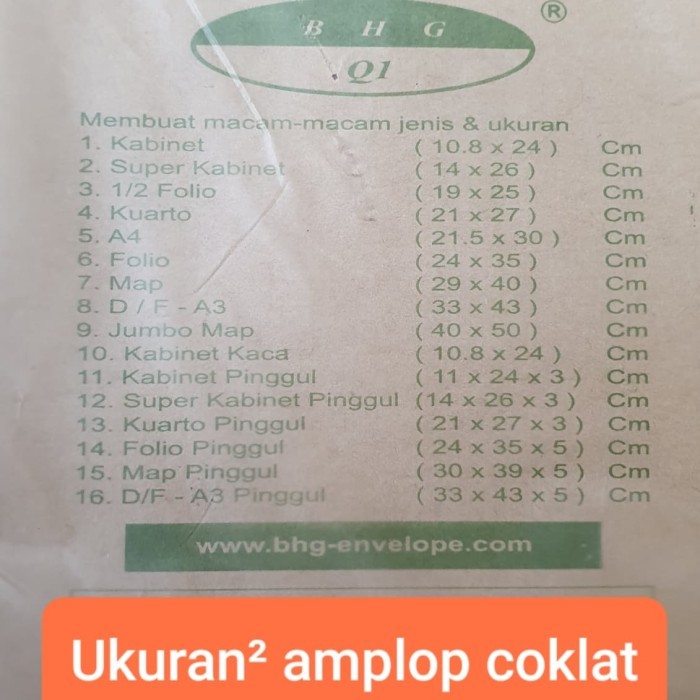 

Amplop Coklat Kabinet Pinggul Bhg Q1 Ready