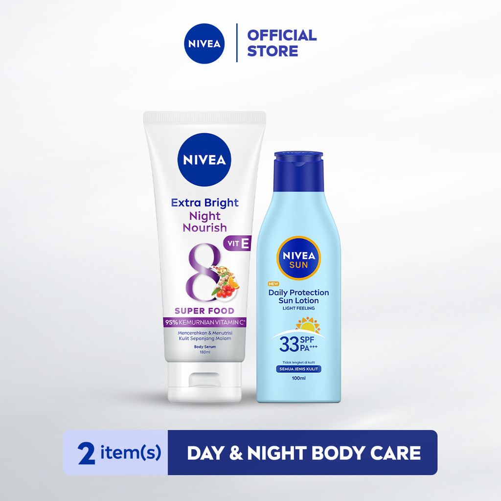 NIVEA Body Serum & Sun Lotion - Night Nourish + Daily Protection Sun SPF 33