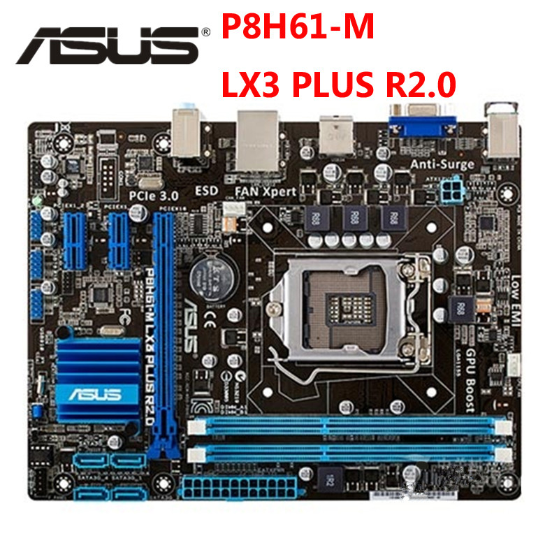 AQS LGA 1155 ASUS P8H61-M LX3 PLUS R2.0 Original ASUS P8H61 M LX Motherboard uATX DDR3 DVI VGA USB2.