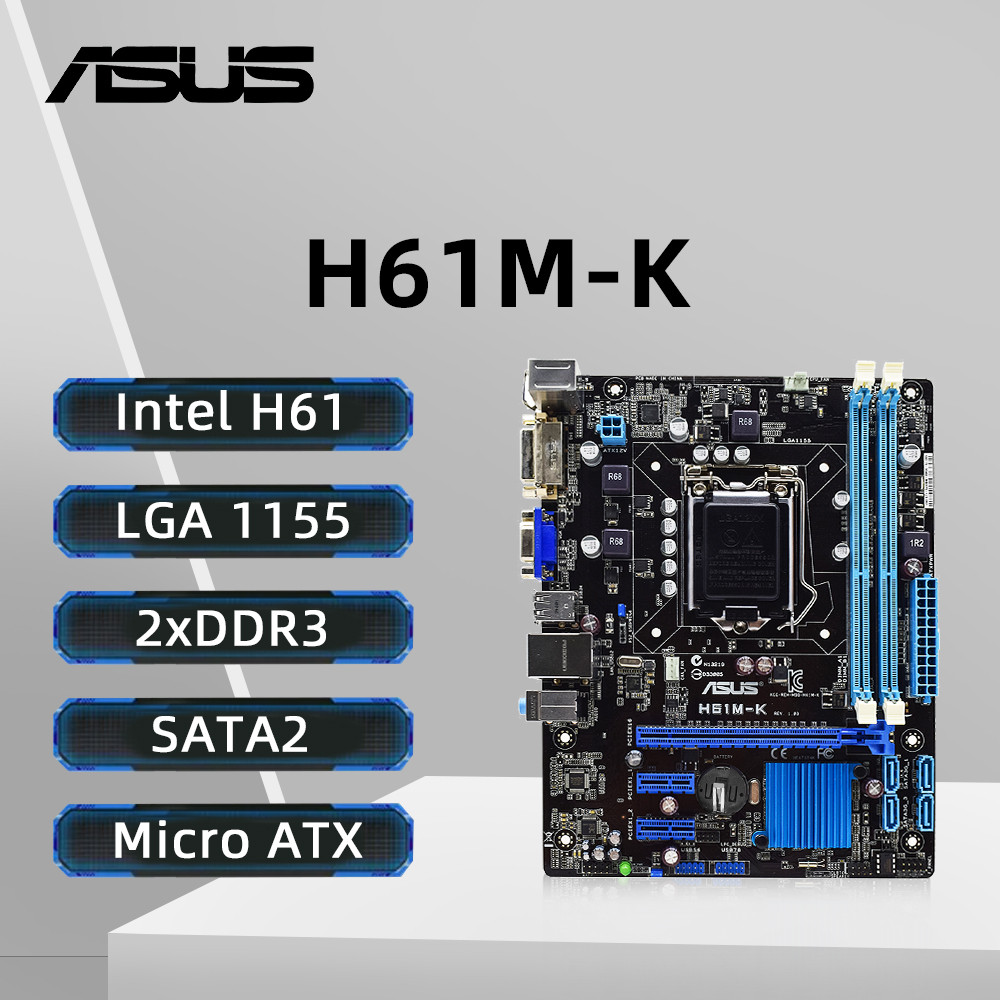 AQS ASUS H61 Motherboard LGA 1155 Support i7-3770K 2600S i5-3570K 3470 2500T i3-3250T 3240 CPU DDR3 