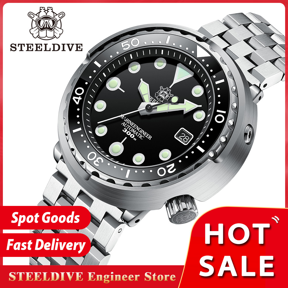 ADS STEELDIVE SD1975 Mens Automatic Watches Men Dive Watch 300m Waterproof Mechanical Wristwatch C3 