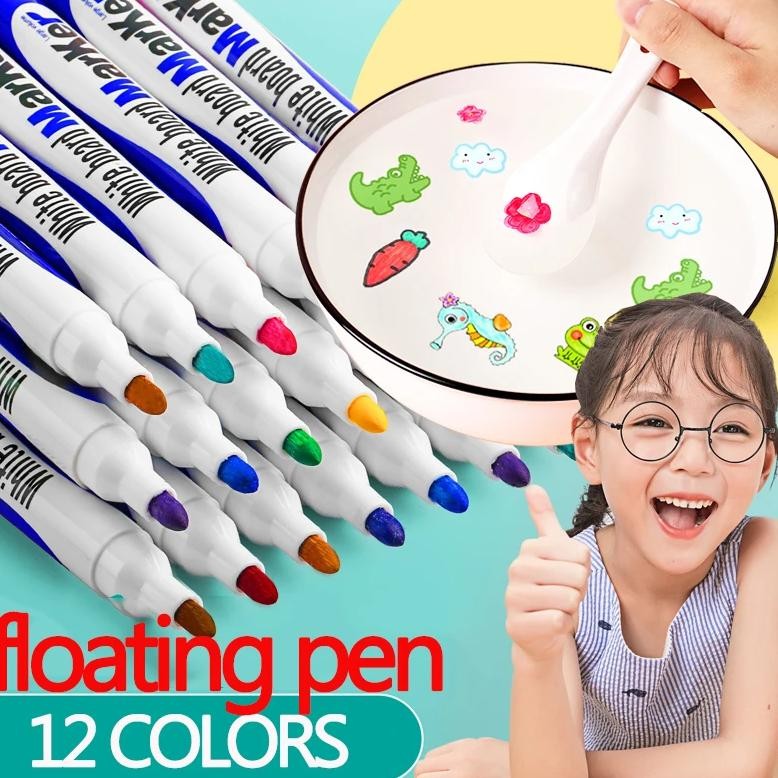 

8/12 Colors Magical Water Floating Student Painting Brush Whiteboard Markers Pen Suspension Kids Educational Painting Pen Toys