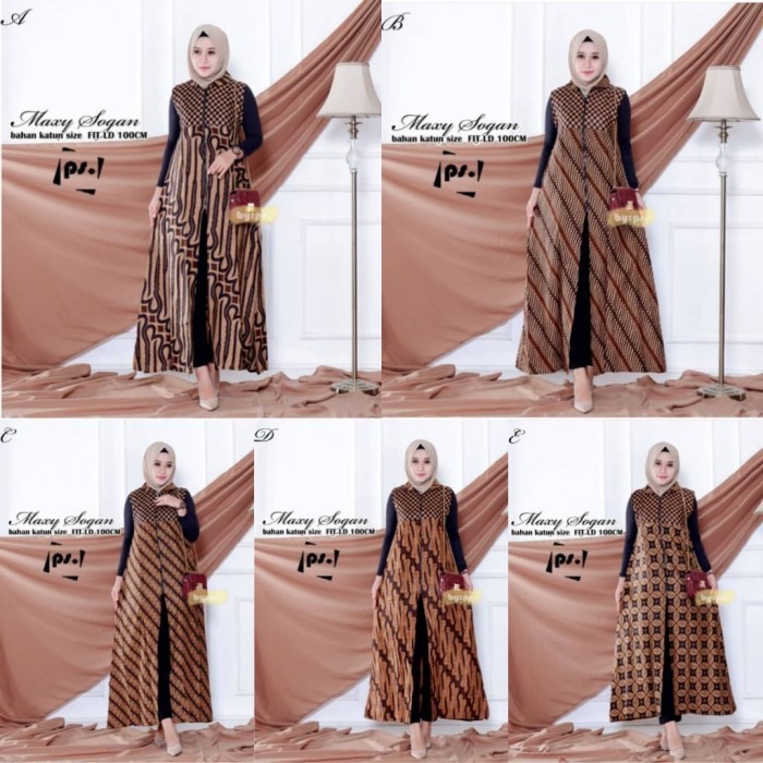 Longcardy Batik Maxi Cardi Sogan Baju Gamis Batik Outer Wanita