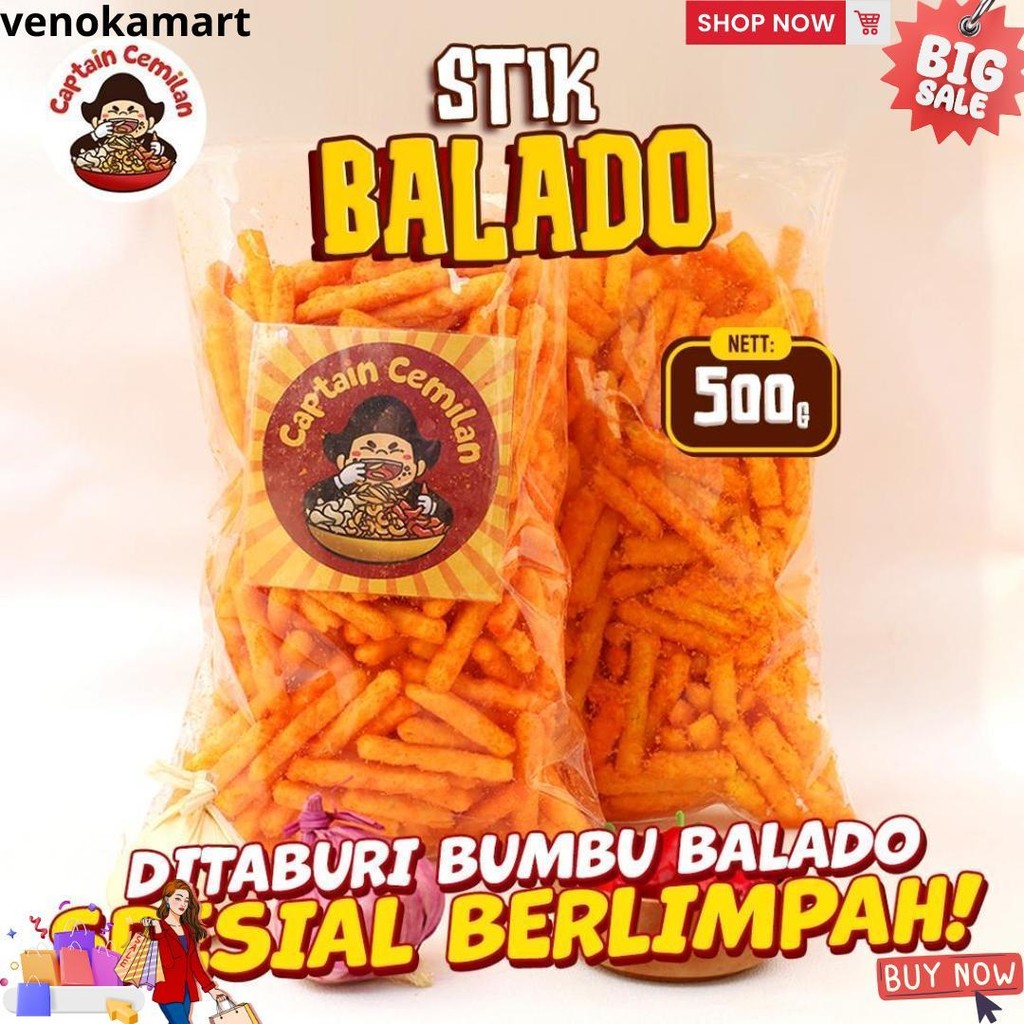 

500Gram Snack Stick Balado Cemilan Asin Gurih Captain Cemilan Snack Kiloan Makanan Ringan Cemilan D Best Seller