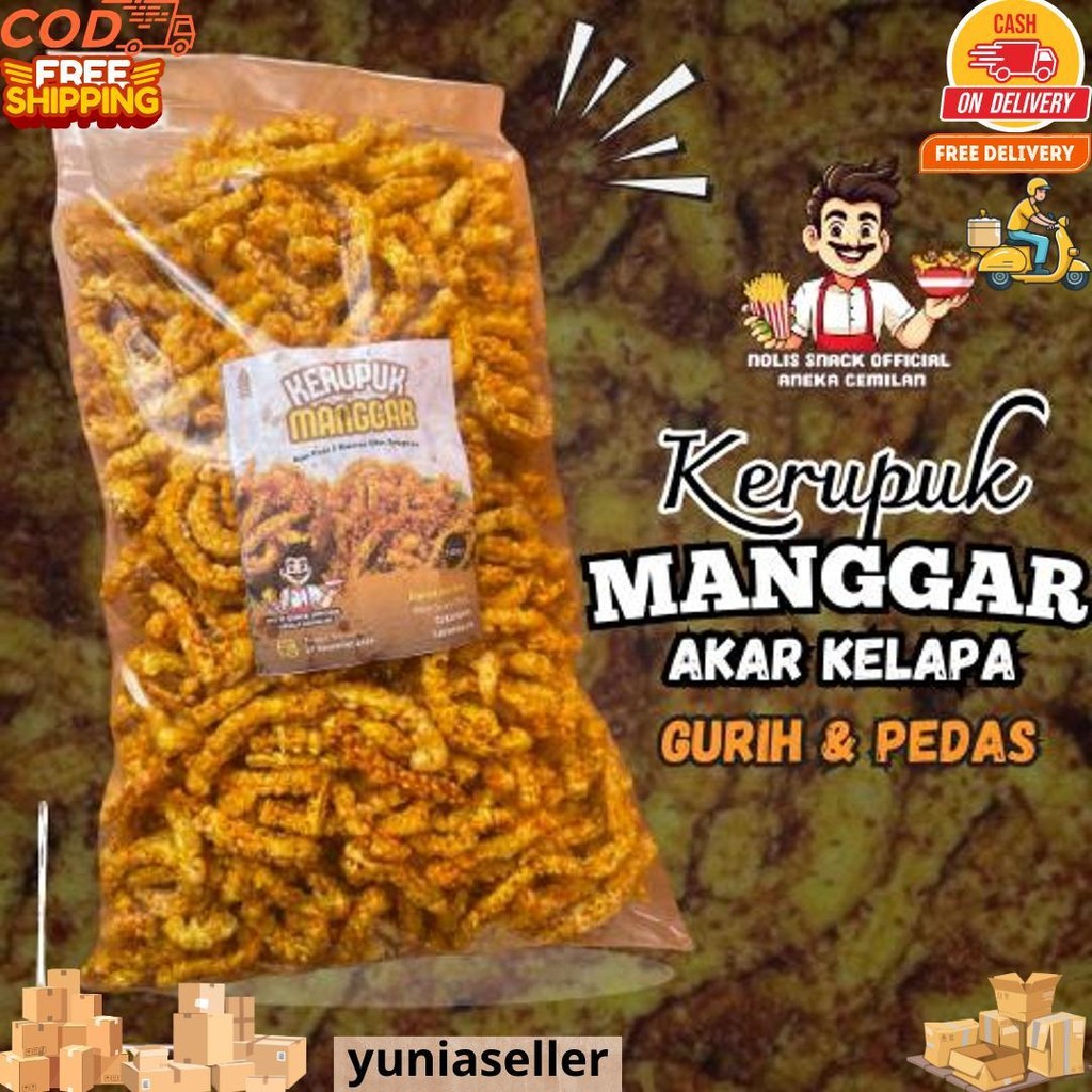 

Kerupuk Manggar Pedas Daun Jeruk 1 Bal 800 Gram | Kerupuk Jaat | Cemilan Nolis Snack D Sale