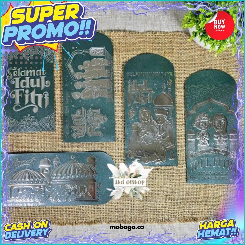 

50 Lembar Amplop Lebaran Idul Fitri Premium Poly Embos Silver Ukuran Panjang Cod