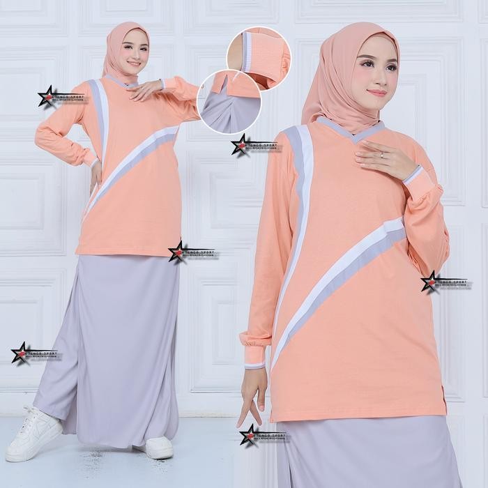 Setelan Baju Olahraga Senam Tunik Sport Rok Celana (Rocela) / Baju Senam One Set Wanita Muslimah