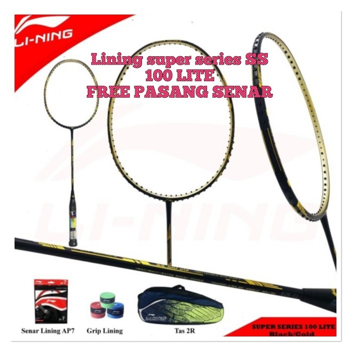 Raket Badminton LINING SUPER SERIES SS 100 LITE FULL SET komplit ORI
