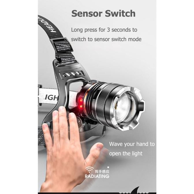 SENTER KEPALA SMILING SHARK K225 P70 CAHAYA PUTIH/KUNING HEADLAMP