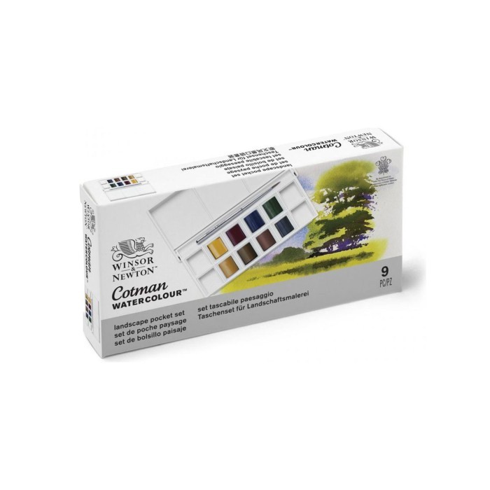 

COTMAN Watercolour Landscape Pocket Set (8 Half Pans with Brush)