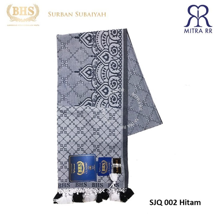 Sorban Surban Subaiyah BHS Motif Jacquard | Sorban BHS Motif Jacquard - SJQ 002 Hitam motif halus ar