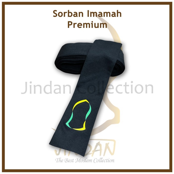 Sorban Sorban Turban Imamah Premium 1 sampai 5 Meter Polos Logo - Hitam, 1.5 Meter arab panjang moti