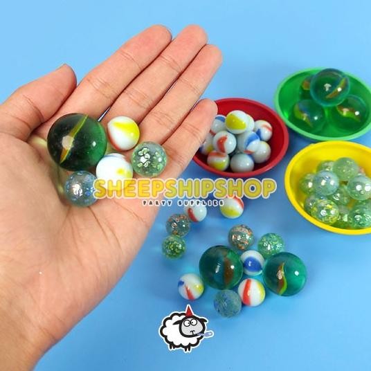 Buruan beli] ( 1kg ) Kelereng Bening Putih diameter 16mm dan 25mm gundul kaleci