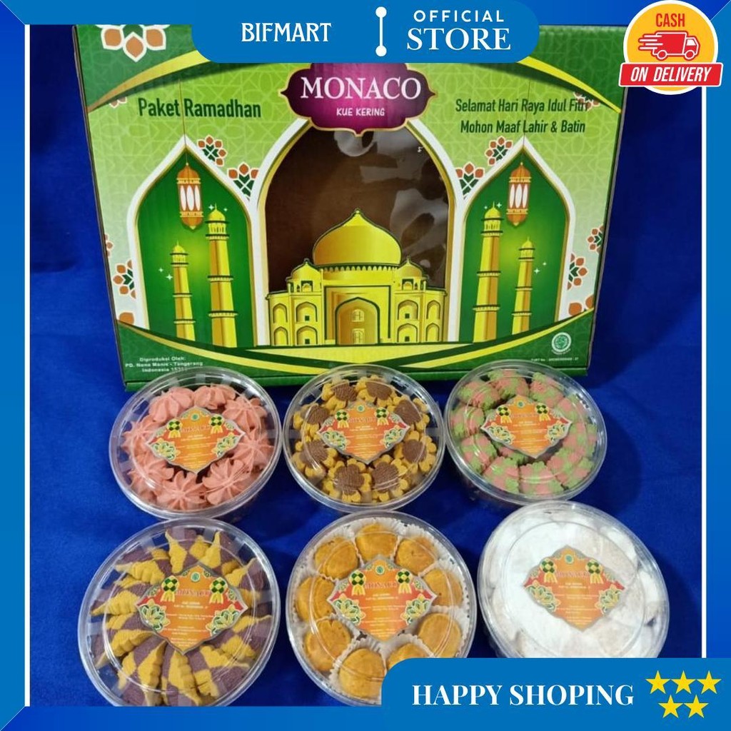 

Apazada - Kue Kering Lebaran Monaco Hidayah Halal / Hampers Kue Lebaran Paket 6 Toples Murah Enak D Best Seller