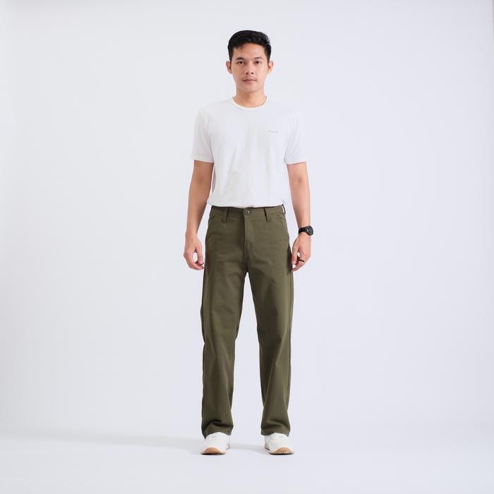 WHISAKA.CO Celana Chino Panjang Pria Standar Oversize Straight Fit Army Outfit Cowok Skena Kekinian