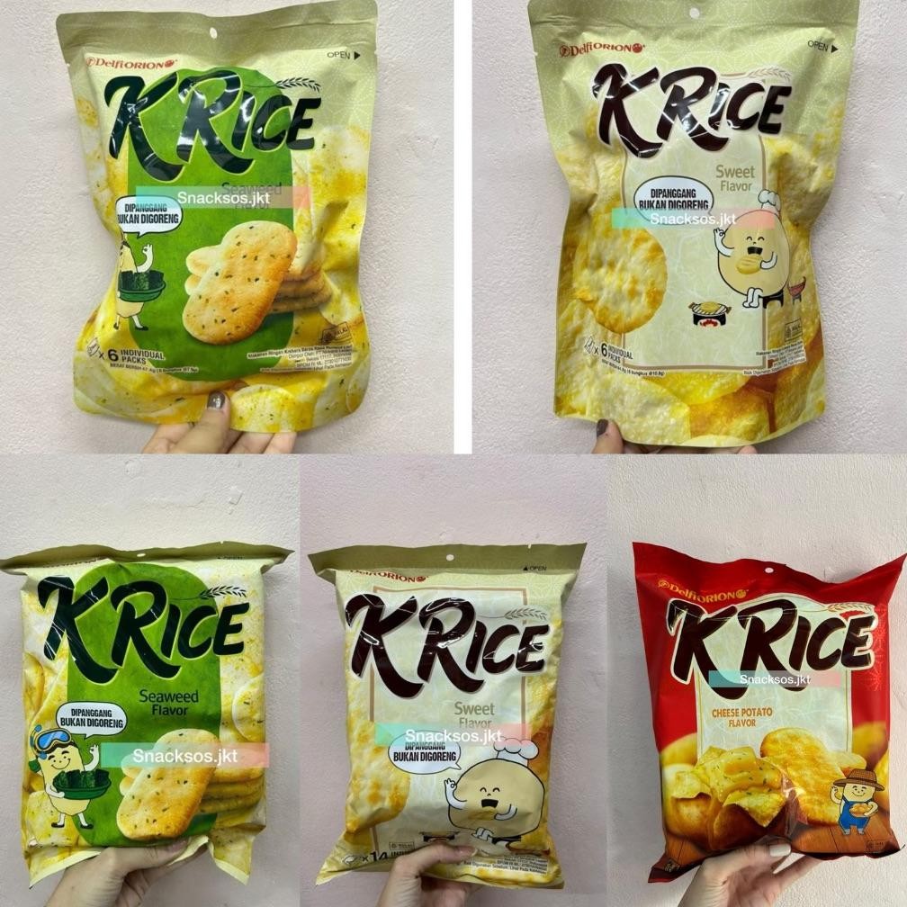 

DELFI ORION CRACKERS O'RICE K'RICE SEAWEED / SWEET / KRICE CHEESE POTATO - Delfi Orion Krekers Beras Orice KRICE