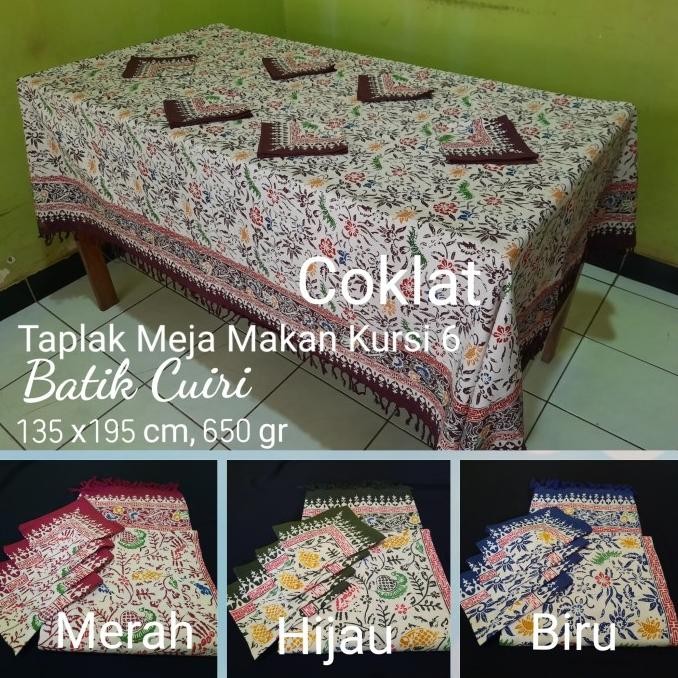 Taplak Meja Makan Batik Cuiri Besar Kursi 6