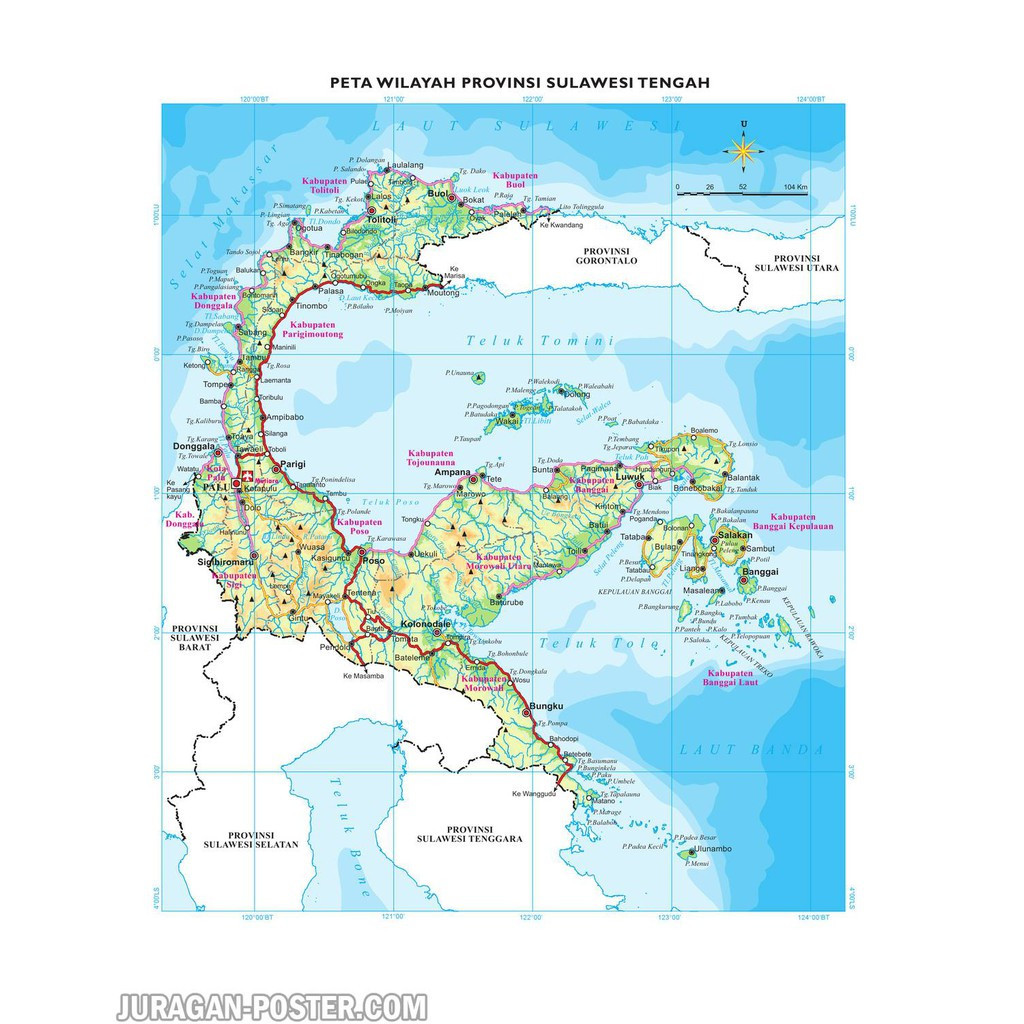 

Peta Sulawesi Tengah ukuran 72 x 102