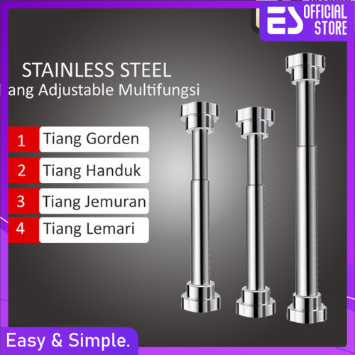 ES Tiang Gantungan Serbaguna Teleskopik Tiang Gantungan Baju Hanger