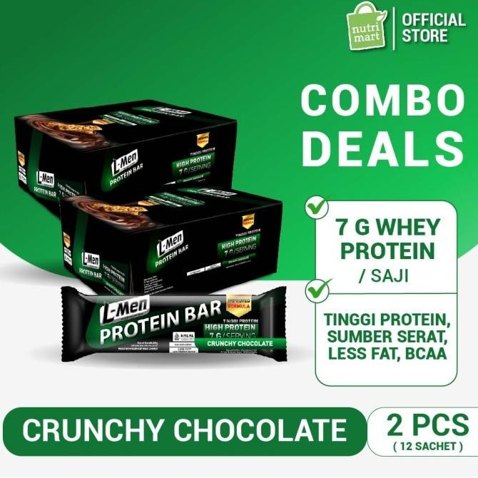 

Twin Pack: L-Men Protein Bar Crunchy Chocolate 12 Sch (7g protein)