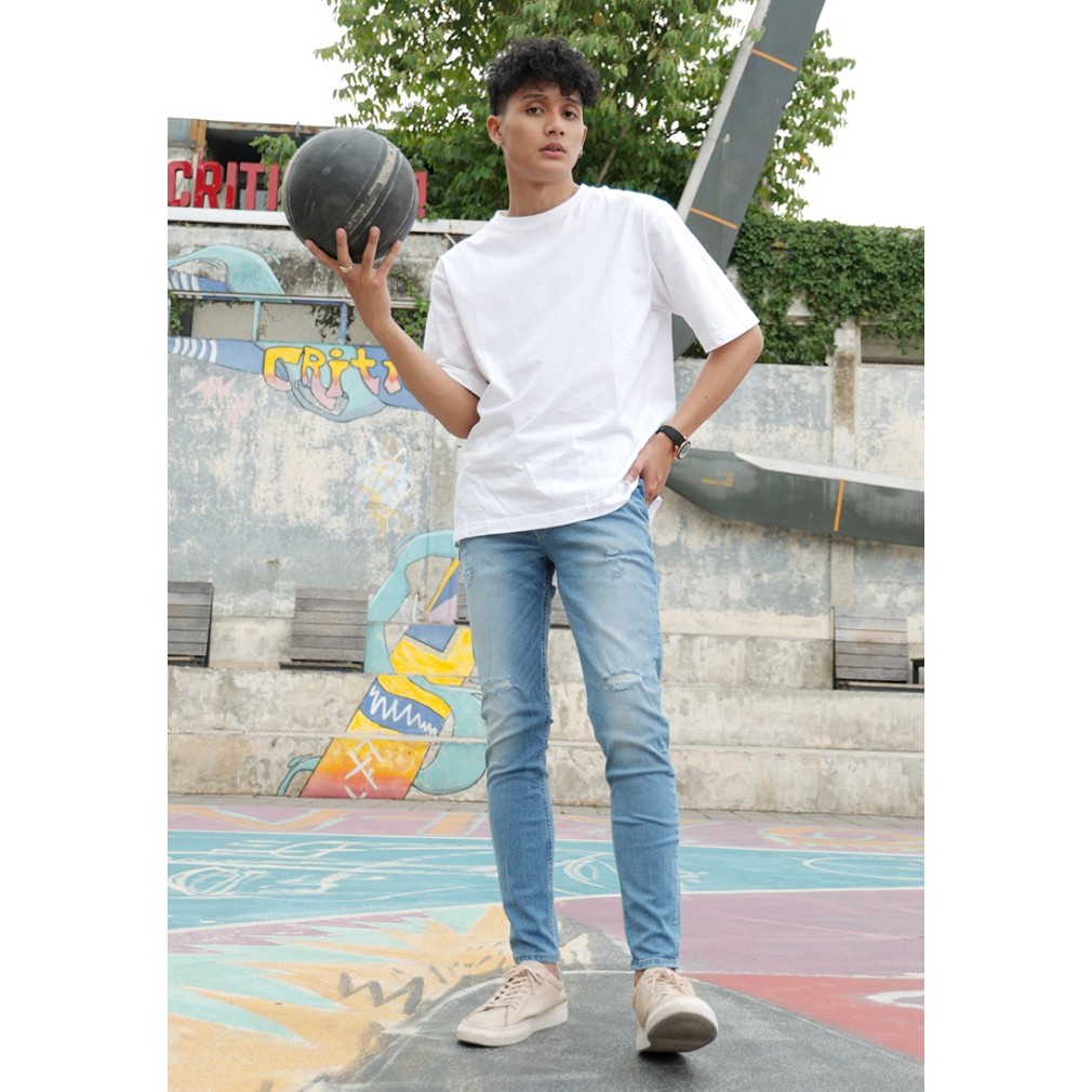 Skinny Ripped Jeans Stretch Faded OXCON