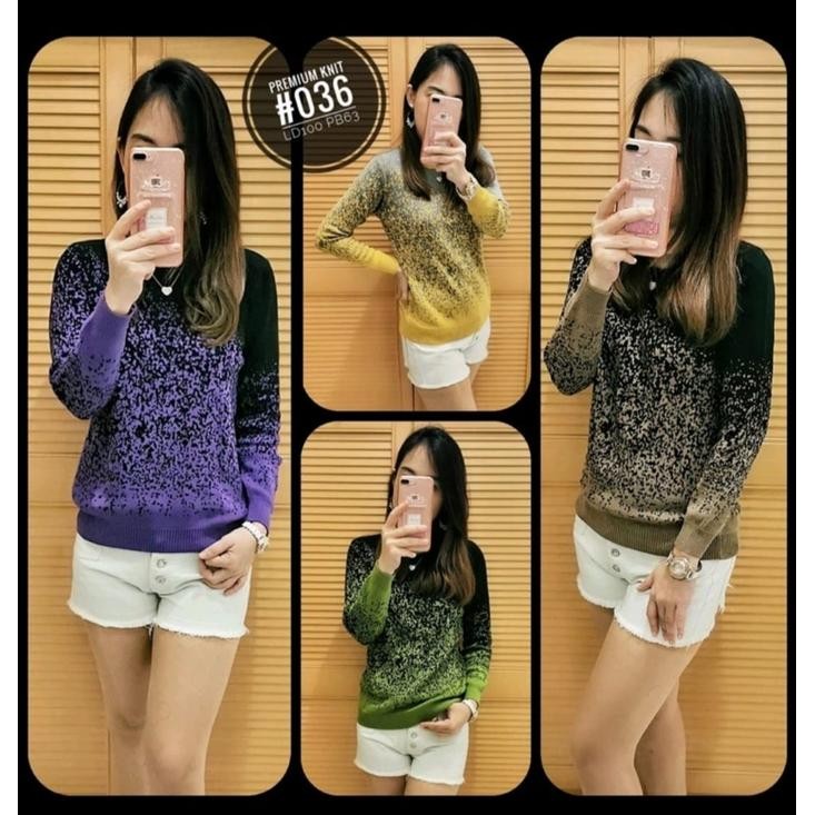 Baju Atasan Blus Wanita Rajut Import Motif Gradiasi