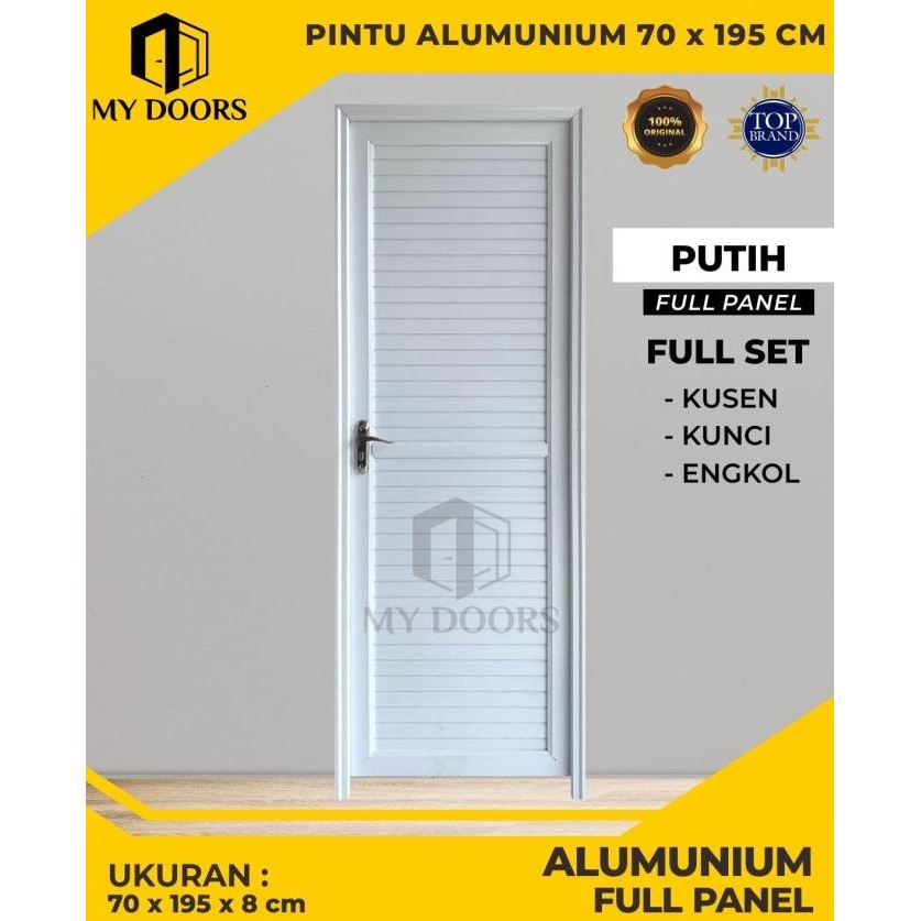 Pintu Kamar Mandi Aluminium Minimalis Full Panel + Kunci Handel Mewah TRM