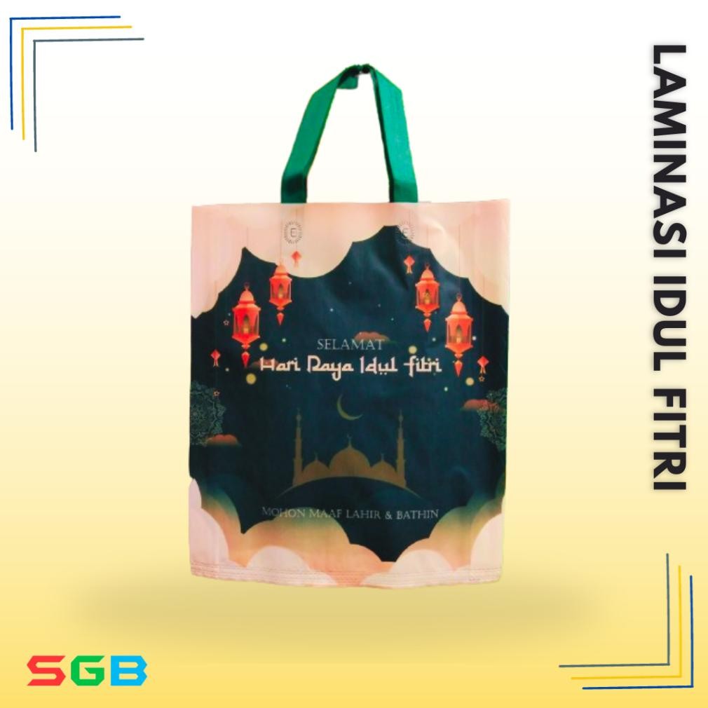 

LI34 1 LUSIN (12 pcs) TALI 38x45x8 & HANDLE BOX 30x40x10 LAMINASI IDUL FITRI - Goodiebag Berkualitas