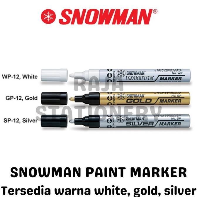 

SNOWMAN PAINT MARKER WHITE GOLD SILVER SPIDOL CAT PUTIH EMAS [12PCS]