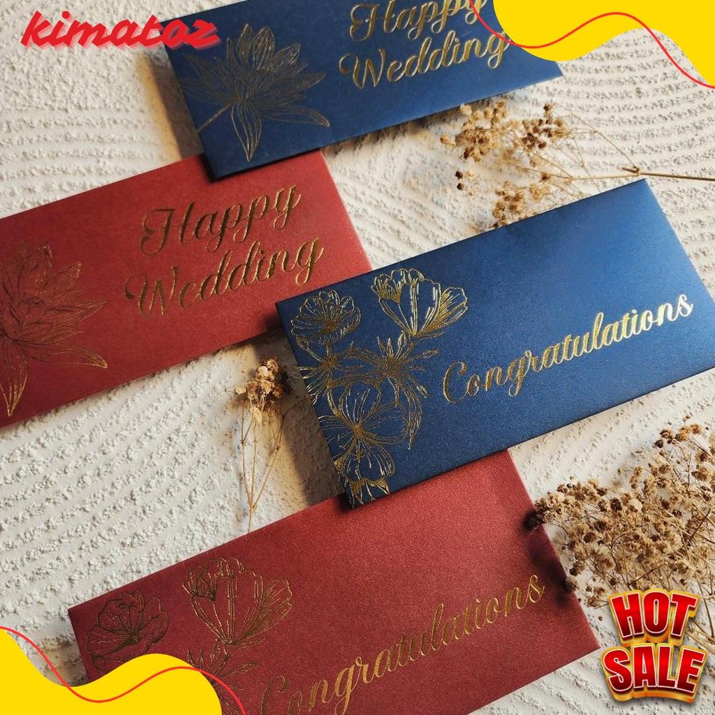 

Amplop Uang Horizontal Besar 9.5X18.5Cm Happy Wedding Congratulations / Angpao Selamat Bahan Fancy Jasmine / Angpau Wedding / Angpau Congratulations (Isi 10 Pcs) Diskon