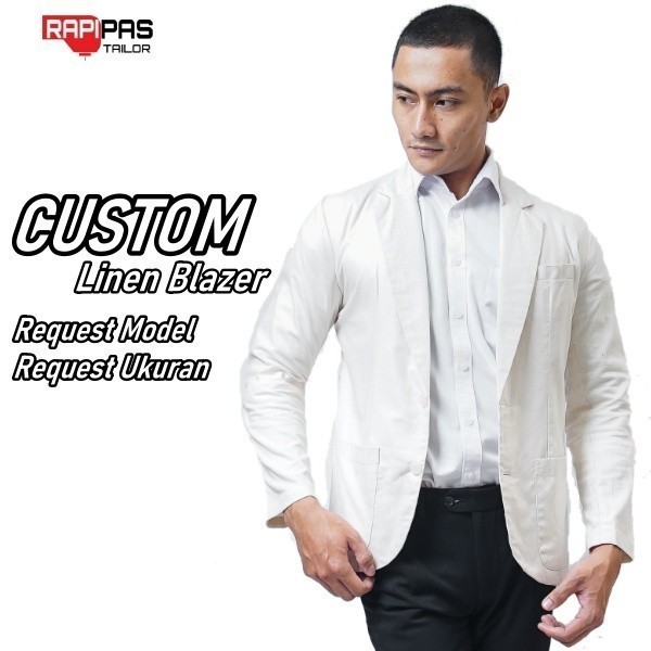 Jas Blazer Pria Casual Slimfit Bahan Linen Shirt Men Big Size Premium