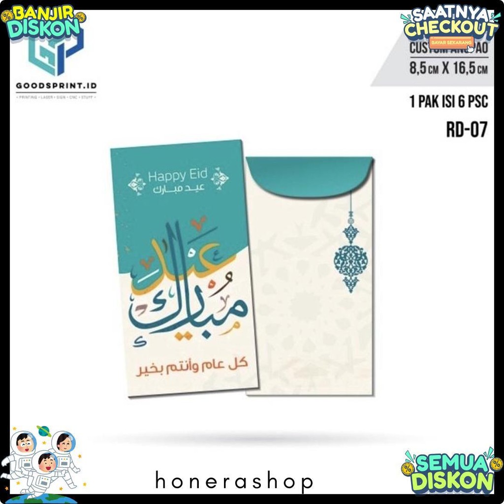 

Amplop Thr Lebaran / Amplop Lebaran Idul Fitri Isi 6 Pcs / Amplop Ukuran 16X8 Cm Diskon