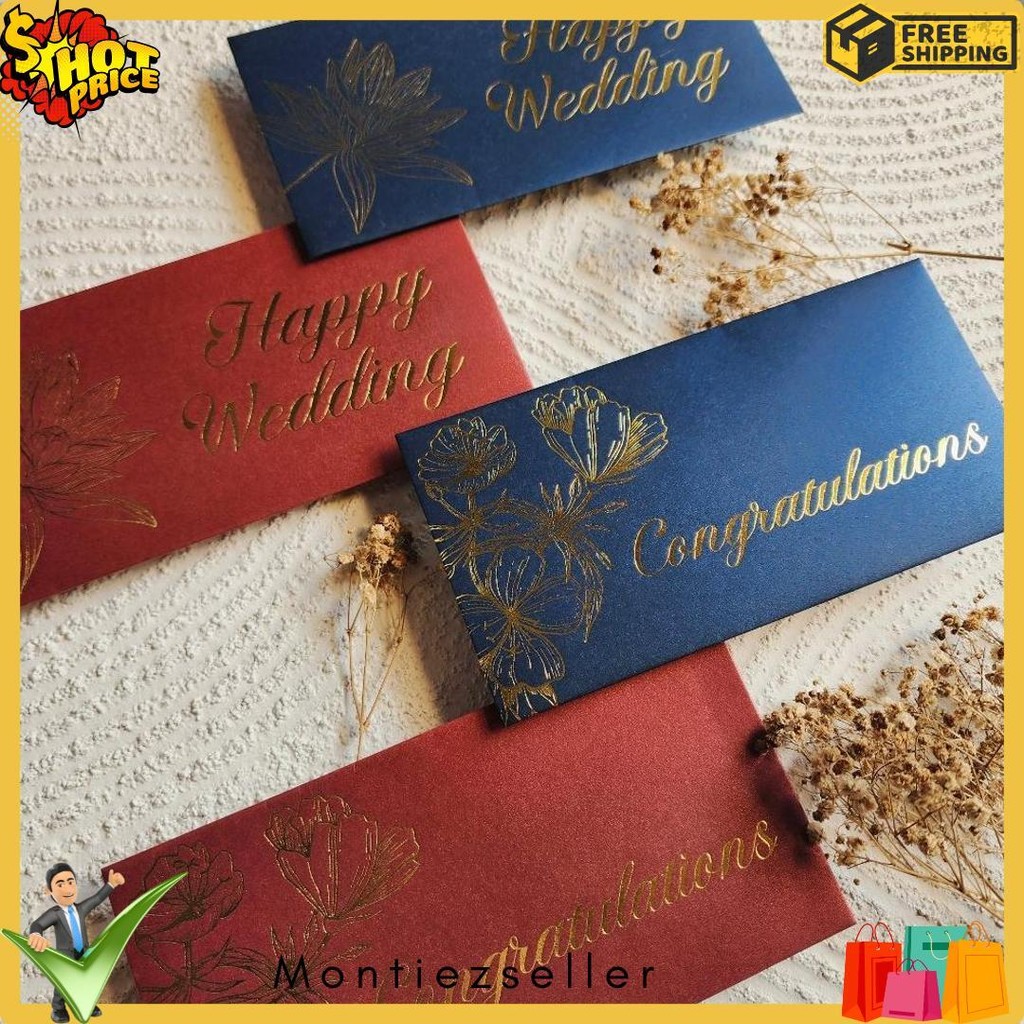 

Amplop Uang Horizontal Besar 9.5X18.5Cm Happy Wedding Congratulations / Angpao Selamat Bahan Fancy Jasmine / Angpau Wedding / Angpau Congratulations (Isi 10 Pcs) Terlengkap Dan Termurah
