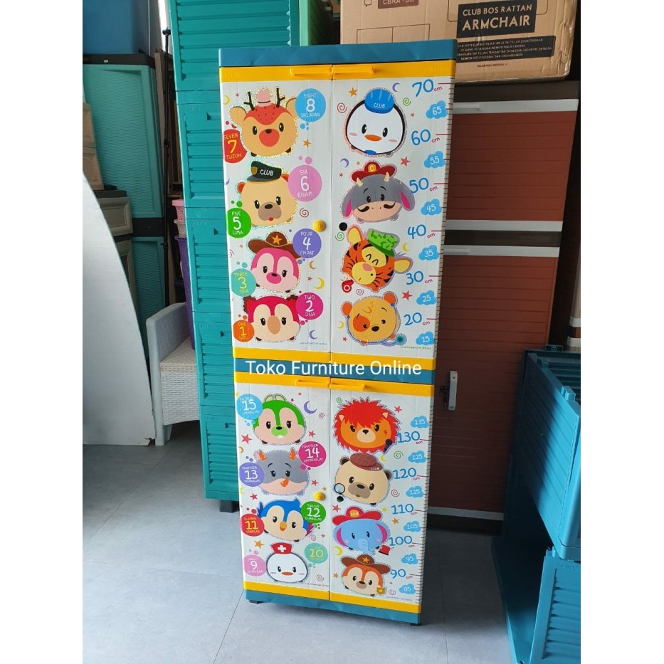 LEMARI PLASTIK PAKAIAN ANAK KARTUN MOTIF CLUB PRINTING
