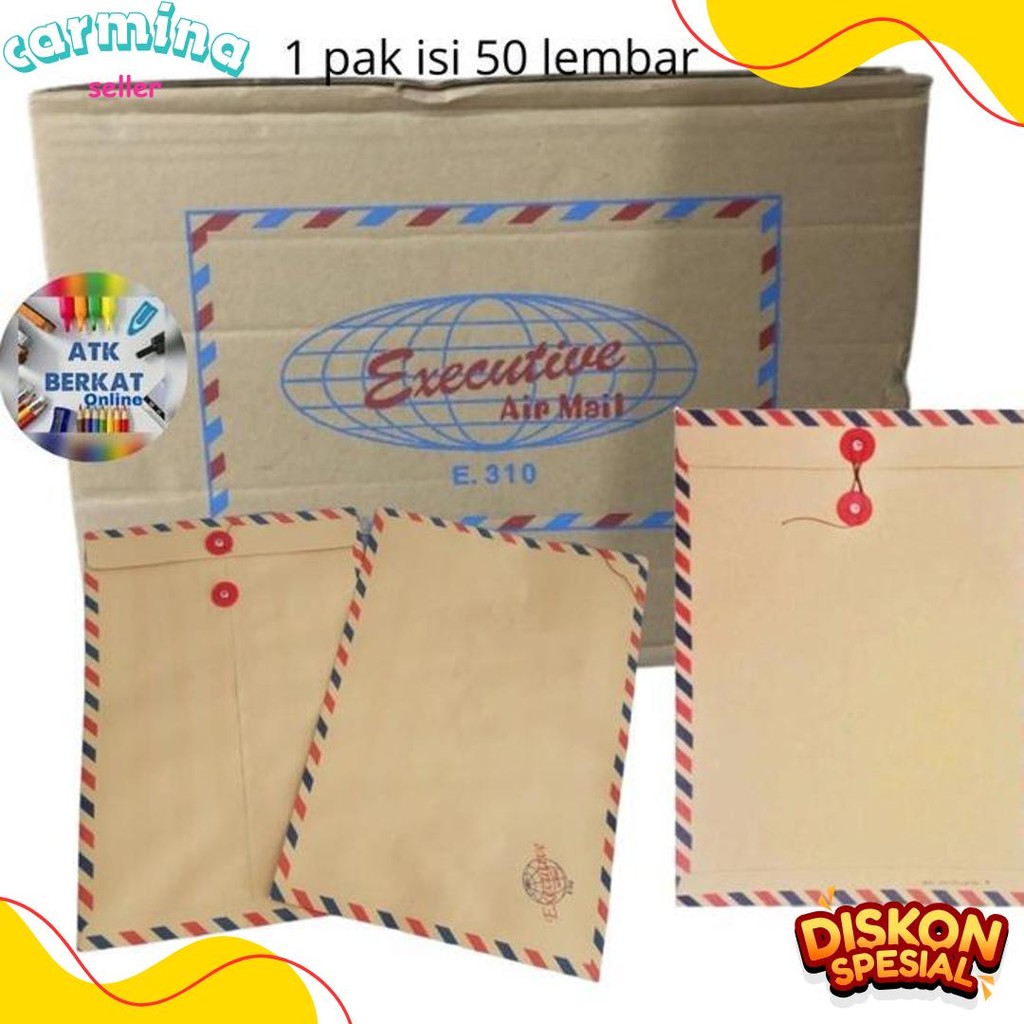 

[50 Pcs] Amplop Coklat Folio Tali Airmail 310 Executive Terlengkap Dan Termurah