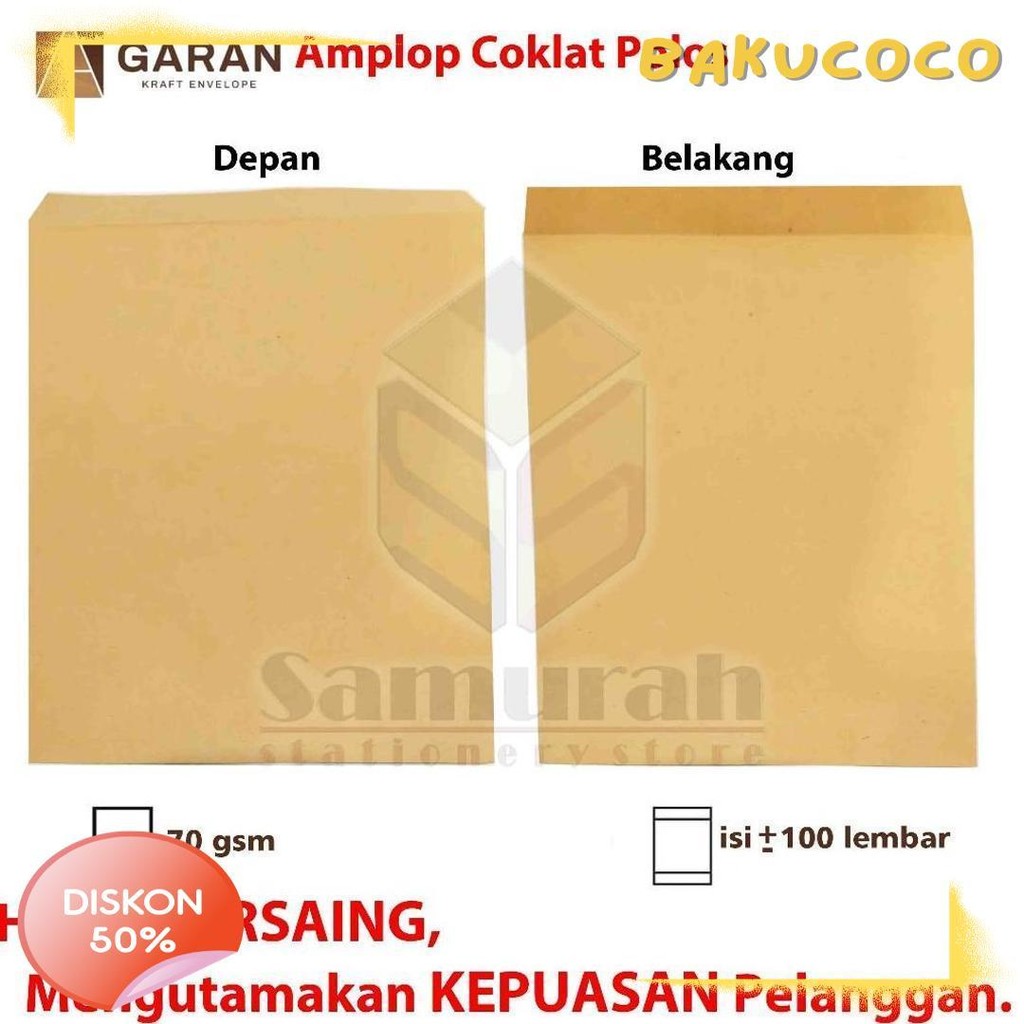 

Amplop Kertas Coklat Garan Ukuran A4 22 X 30 Cm / Amplop Dokumen 22X30 1 Pak Isi 100 Lembar Tebal 70 Gsm - Gram Terlaris! Produk Ini Banyak Dicari