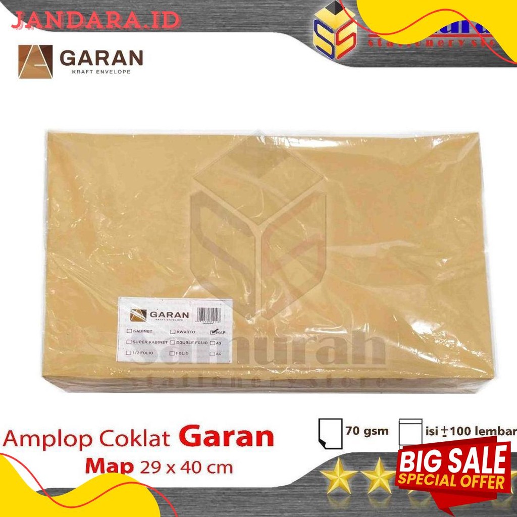 

Amplop Kertas Coklat Garan Ukuran Map 29 X 40 Cm / Amplop Dokumen Besar 1 Pak Isi 100 Lembar Tebal 70 Gsm / Gram 29X40 Terlengkap Dan Termurah