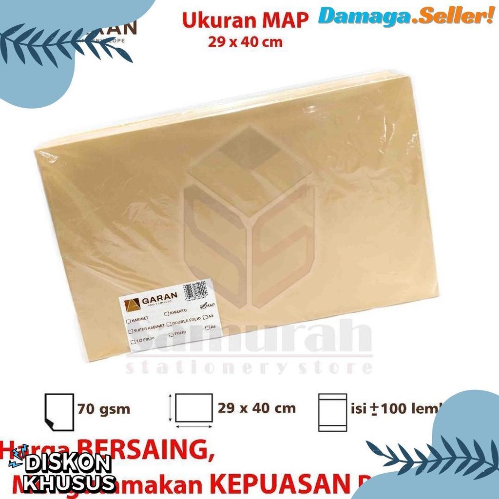 

Amplop Kertas Coklat Garan Ukuran Map 29 X 40 Cm / Amplop Dokumen Besar 1 Pak Isi 100 Lembar Tebal 70 Gsm / Gram 29X40 Diskon