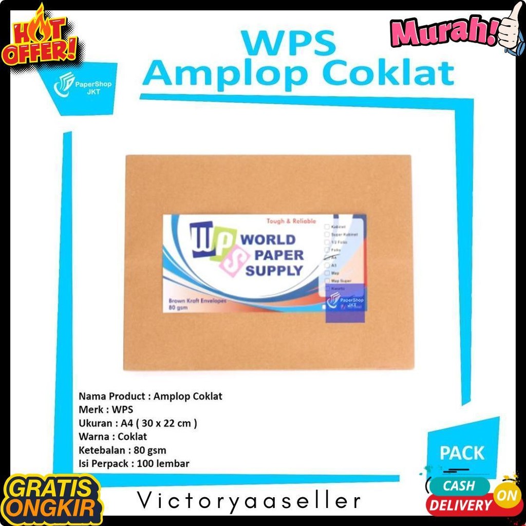 

Wps - Amplop Coklat Ukuran A4 ( 30 X 22 Cm ) - Pack Terlengkap Dan Termurah