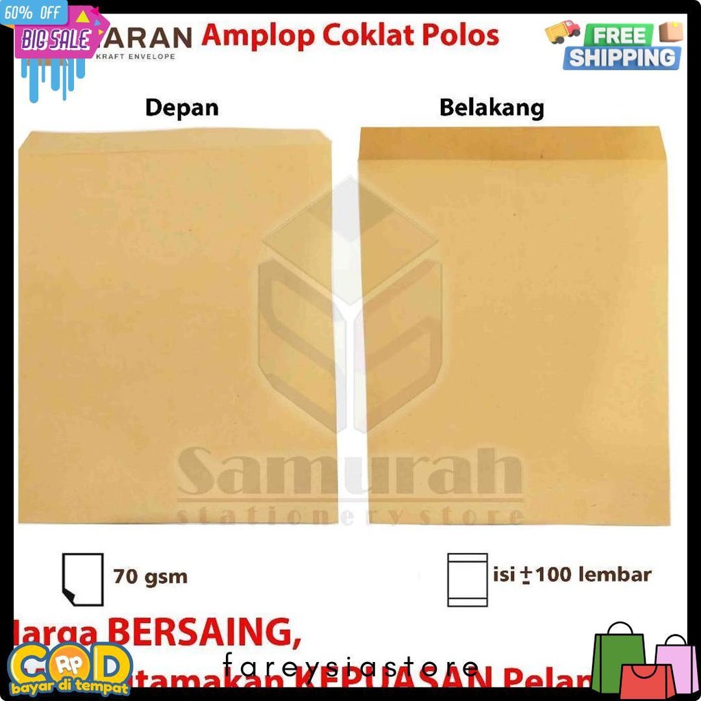 

Amplop Kertas Coklat Garan Ukuran A4 22 X 30 Cm / Amplop Dokumen 22X30 1 Pak Isi 100 Lembar Tebal 70 Gsm - Gram Terlaris! Produk Ini Banyak Dicari