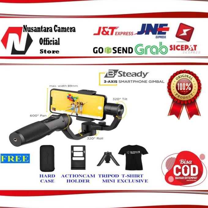 Gimbal Stabilizer Brica B-Steady Bsteady PRO 3 Axis HP + kaos+ tripod Terlaris