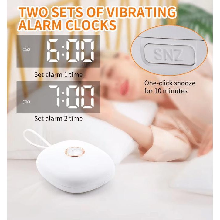 Murah Alarm Jam Led Getaran Powerful Vibration Rechargeable 1200Mah