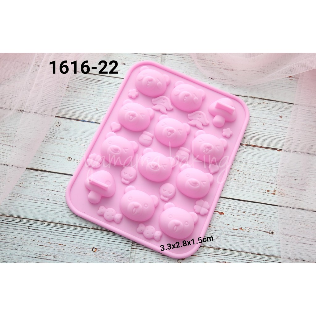 1616-22 Cetakan silikon coklat puding bear panda jamur permen bunga (Cetakan silikon)